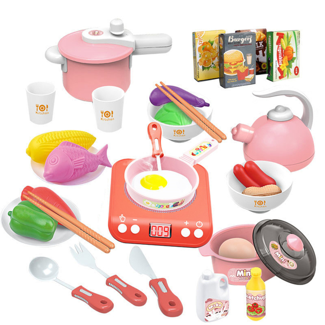 DIY Lebensmittel Kinder kochen Küchenutensilien Rollenspiel Kinder kochen Küchenspielzeug-Set